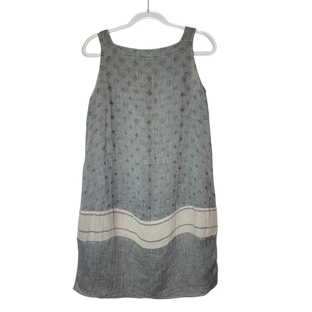 La Bottega di Brunella Linen Sleeveless Shift Mini Dress Made in Italy Gray S